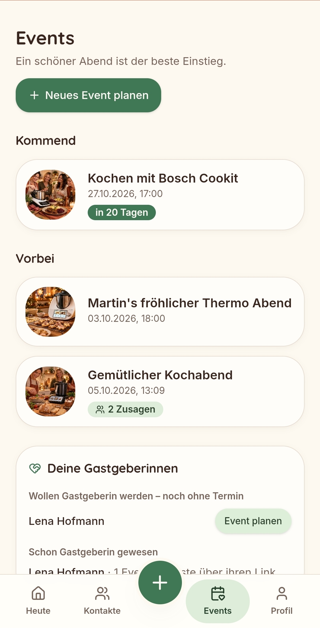 Managing cooking events